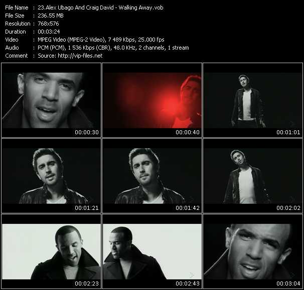 Alex Ubago And Craig David video ”Walking Away” from dvd ”MixMash Urban January 2009” 
