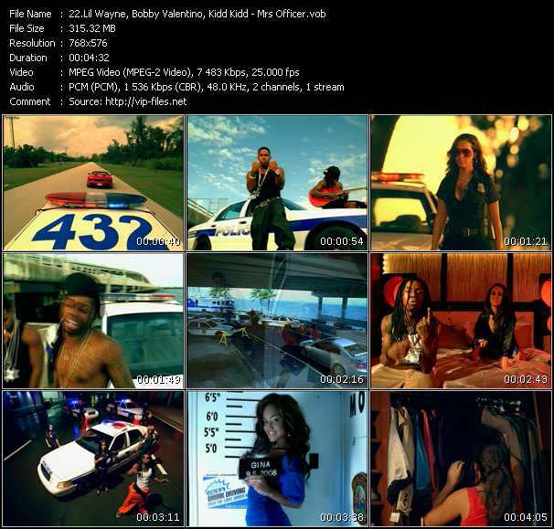 Lil Wayne, Bobby Valentino, Kidd Kidd video ”Mrs Officer” from dvd ”MixMash Urban December 2008” 