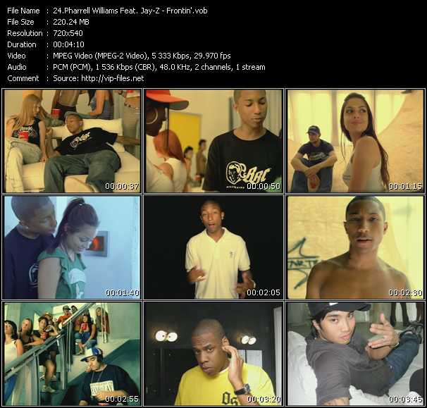 Pharrell Williams Feat. Jay-Z video ”Frontin'” from dvd ”Promo Only Canada Hot Video October 2003” 