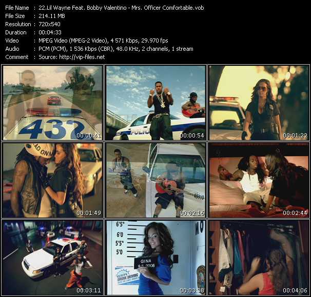Lil Wayne Feat. Bobby Valentino video ”Mrs. Officer - Comfortable” from dvd ”Promo Only Hot Video January 2009” 