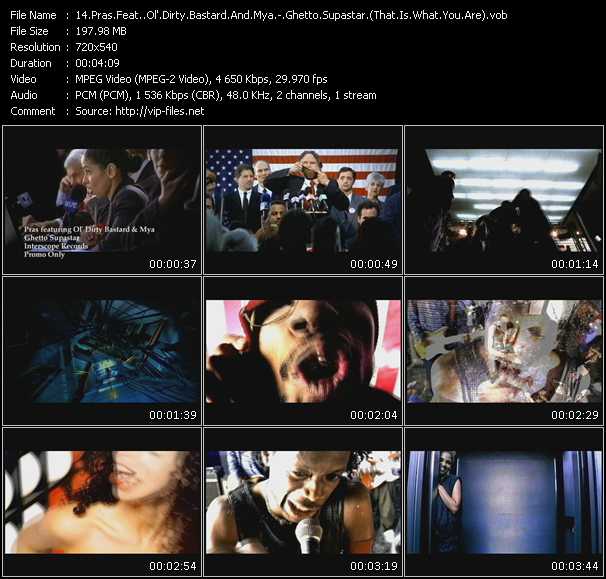 Pras Feat. Ol' Dirty Bastard And Mya video ”Ghetto Supastar (That Is What You Are)” from dvd ”Promo Only Old Skool Vol.2” 