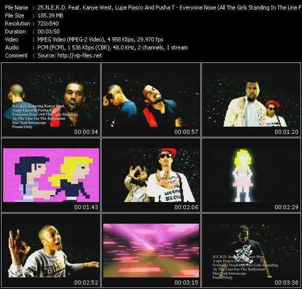 N.E.R.D. Feat. Kanye West, Lupe Fiasco And Pusha T video ”Everyone Nose (All The Girls Standing In The Line For The Bathroom)” from dvd ”Promo Only Urban Video November 2008” 