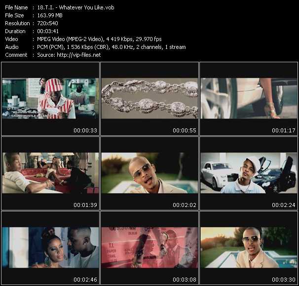 T.I. video ”Whatever You Like” from dvd ”Screenplay VJ-Pro Hits Vision October 2008” 