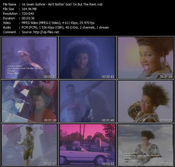 Gwen Guthrie video ”Ain't Nothin' Goin' On But The Rent” from dvd ”Promo Only Old Skool Vol.3” 