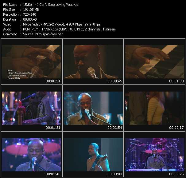 Kem video ”I Can't Stop Loving You” from dvd ”Promo Only Urban Video March 2005” 