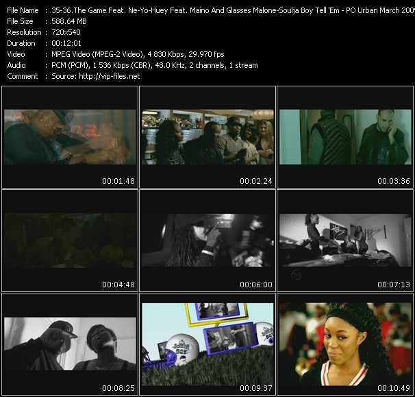 Game Feat. Ne-Yo - Huey Feat. Maino And Glasses Malone - Soulja Boy Tell'Em video ”Camera Phone  -  24-7-365  -  Bird Walk” from dvd ”Promo Only Urban Video March 2009” 