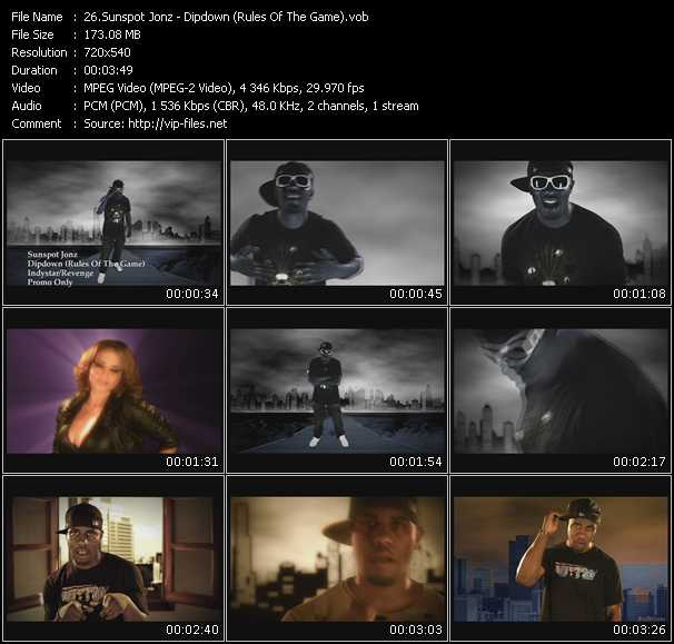 Sunspot Jonz video ”Dipdown (Rules Of The Game)” from dvd ”Promo Only Urban Video April 2009” 