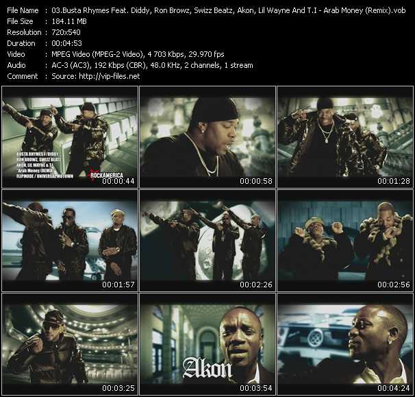 Busta Rhymes Feat. Diddy, Ron Browz, Swizz Beatz, Akon, Lil Wayne And T.I video ”Arab Money (Remix)” from dvd ”Rock America Urban March 2009” 