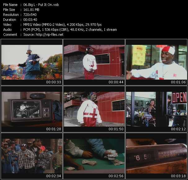 Big L video ”Put It On” from dvd ”Screenplay VJ-Pro Classic Vision New Skool Vol.2 April 2009” 