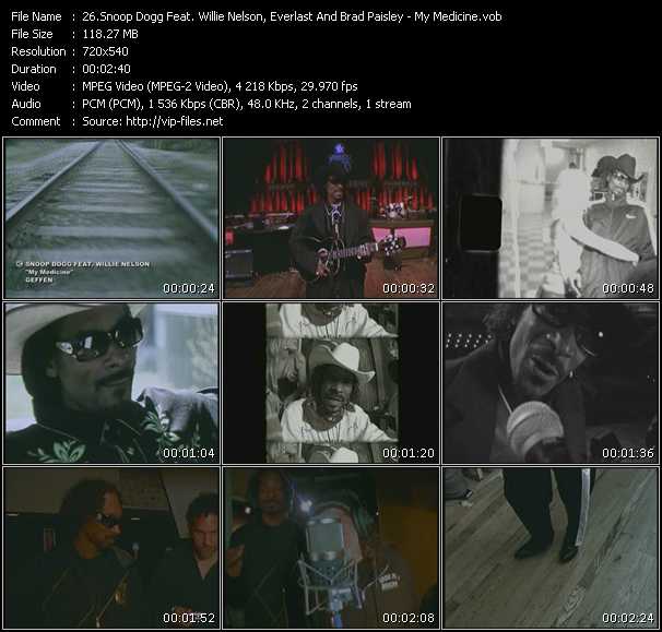 Snoop Dogg Feat. Willie Nelson, Everlast And Brad Paisley video ”My Medicine” from dvd ”Screenplay VJ-Pro Hits Vision August 2008” 