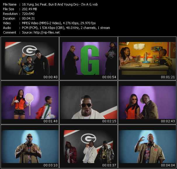 Yung Joc Feat. Bun B And Young Dro video ”I'm A G” from dvd ”Screenplay VJ-Pro Urban Vision May 2008” 