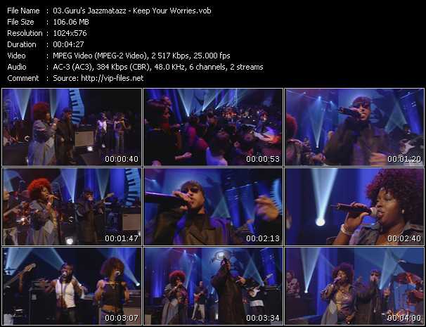 Guru's Jazzmatazz video ”Keep Your Worries (Live From Later With Jools Holland)” from dvd ”Later With Jools Holland. Best Of Hip Hop And Soul” 