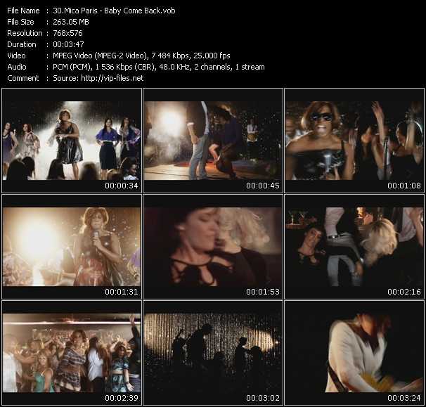 Mica Paris video ”Baby Come Back” from dvd ”MixMash Urban July 2009” 