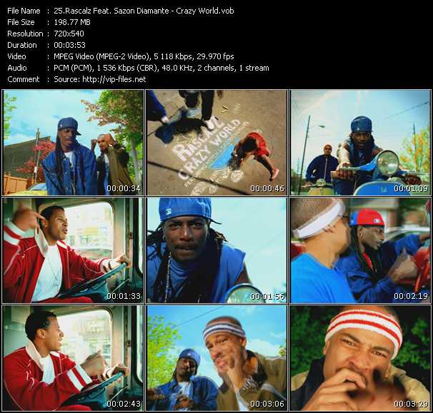 Rascalz Feat. Sazon Diamante video ”Crazy World” from dvd ”Promo Only Canada Hot Video August 2002” 