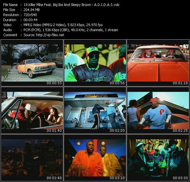 Killer Mike Feat. Big Boi And Sleepy Brown video ”A.D.I.D.A.S” from dvd ”Promo Only Urban Video April 2003” 