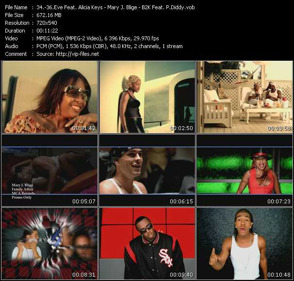 Eve Feat. Alicia Keys - Mary J. Blige - B2K Feat. P.Diddy video ”Gangsta Lovin' - Family Affair - Bump Bump Bump” from dvd ”Promo Only Urban Video April 2003” 