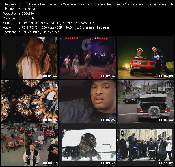 Ciara Feat. Ludacris - Mike Jones Feat. Slim Thug And Paul Jones - Common Feat. The Last Poets video ”Oh - Still Tippin' - The Corner” from dvd ”Promo Only Urban Video June 2005” 