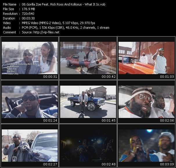Gorilla Zoe Feat. Rick Ross And Kollosus video ”What It Is” from dvd ”Promo Only Urban Video June 2009” 