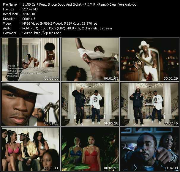 50 Cent Feat. Snoop Dogg And G-Unit video ”P.I.M.P. (Remix)(Clean Version)” from dvd ”Promo Only Urban Video August 2003” 