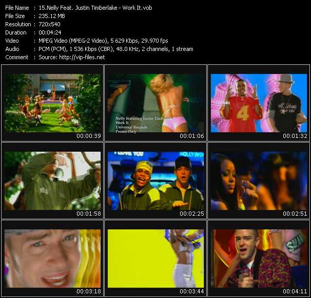 Nelly Feat. Justin Timberlake video ”Work It” from dvd ”Promo Only Urban Video August 2003” 