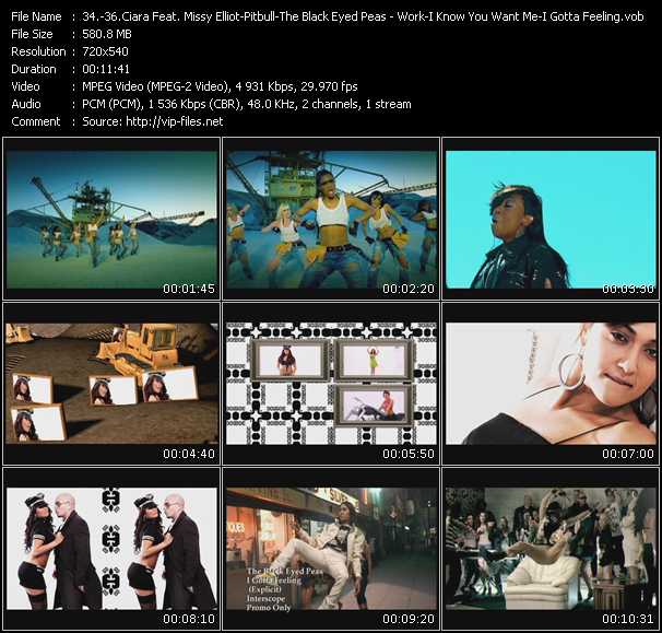 Ciara Feat. Missy Elliot-Pitbull-The Black Eyed Peas video ”Work-I Know You Want Me (Calle Ocho)-I Gotta Feeling” from dvd ”Promo Only Urban Video August 2009” 
