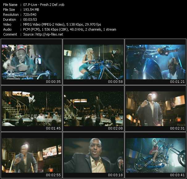 P-Live video ”Fresh 2 Def” from dvd ”Promo Only Urban Video September 2009” 