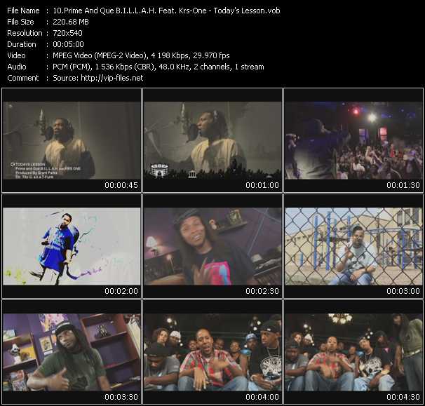 Prime And Que B.I.L.L.A.H. Feat. Krs-One video ”Today's Lesson” from dvd ”Screenplay VJ-Pro Urban Vision May 2009” 