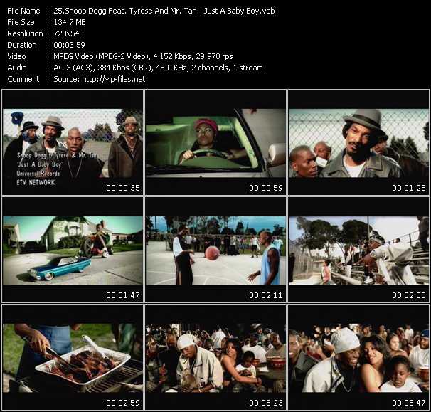 Snoop Dogg Feat. Tyrese And Mr. Tan video ”Just A Baby Boy” from dvd ”ETV Network Hot Hitz September 2001” 