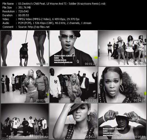 Destiny's Child Feat. Lil Wayne And TI video ”Soldier (Krazytoons Remix)” from dvd ”Krazytoons Remix VJ Tools Old School Classic Edition Vol.13” 