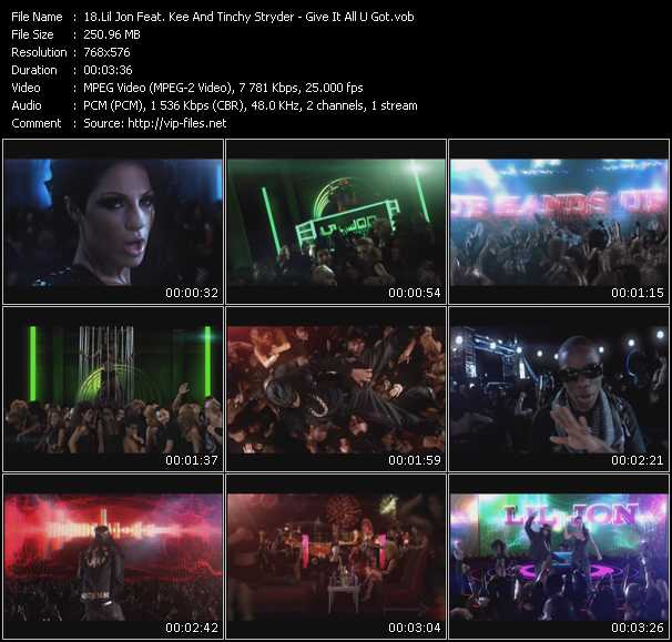Lil Jon Feat. Kee And Tinchy Stryder video ”Give It All U Got” from dvd ”MixMash Urban February 2010” 