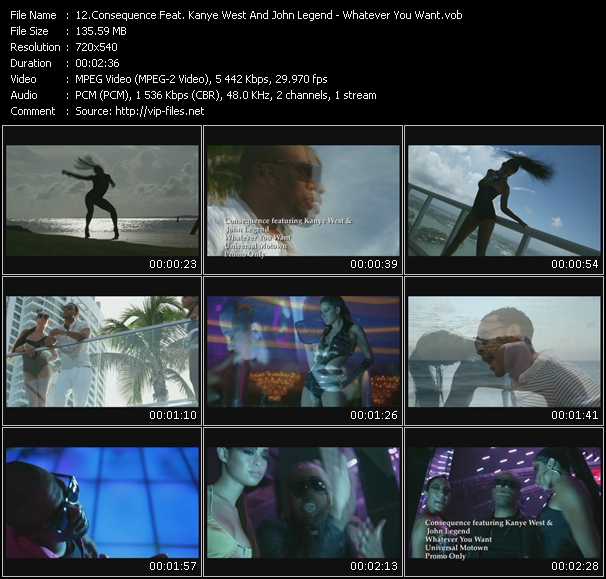 Consequence Feat. Kanye West And John Legend video ”Whatever You Want” from dvd ”Promo Only Express Video November 2009 Week 1” 