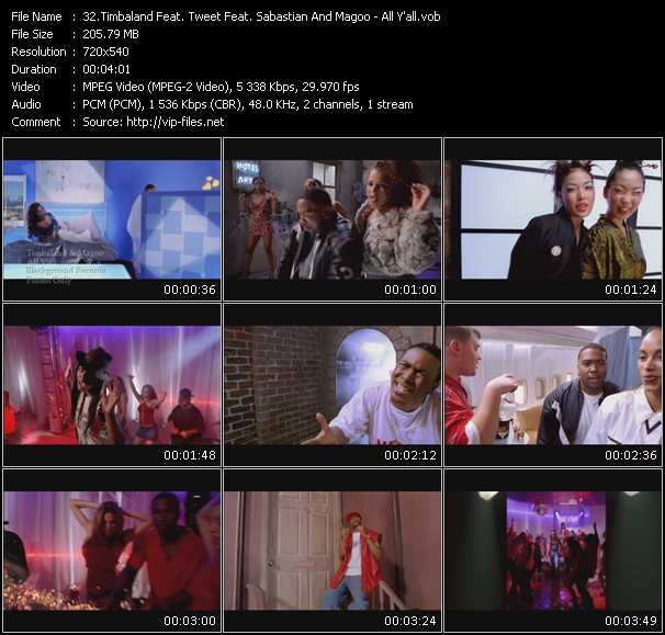 Timbaland Feat. Tweet Feat. Sabastian And Magoo video ”All Y'all” from dvd ”Promo Only Hot Video January 2002” 