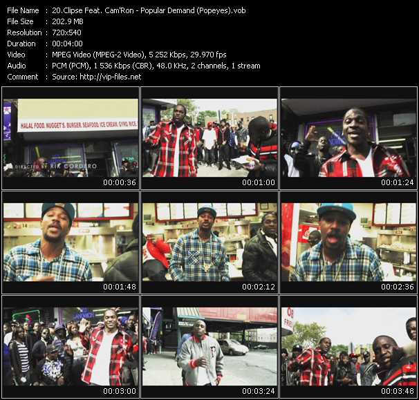 Clipse Feat. Cam'Ron video ”Popular Demand (Popeyes)” from dvd ”Promo Only Urban Video January 2010” 