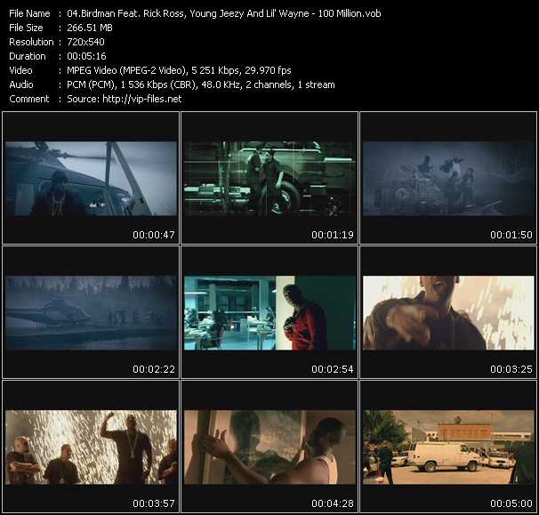 Birdman Feat. Rick Ross, Young Jeezy And Lil' Wayne video ”100 Million” from dvd ”Promo Only Urban Video February 2008” 