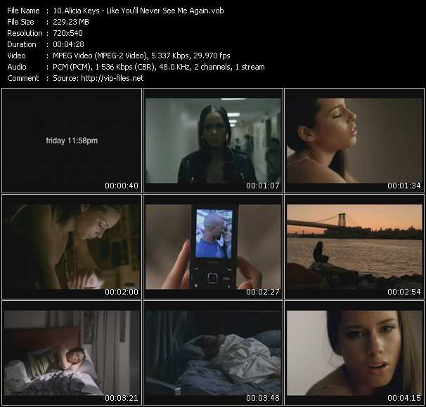 Alicia Keys video ”Like You'll Never See Me Again” from dvd ”Promo Only Urban Video February 2008” 