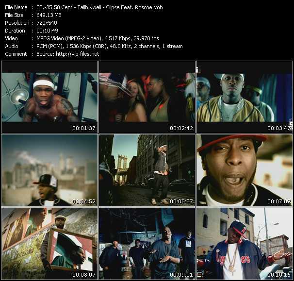 50 Cent - Talib Kweli - Clipse Feat. Roscoe video ”In Da Club - Get By - Hot Damn” from dvd ”Promo Only Urban Video June 2003” 