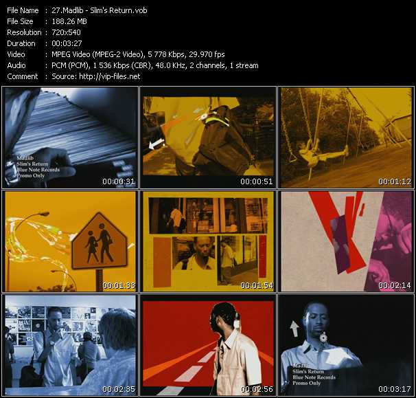 Madlib video ”Slim's Return” from dvd ”Promo Only Urban Video September 2003” 
