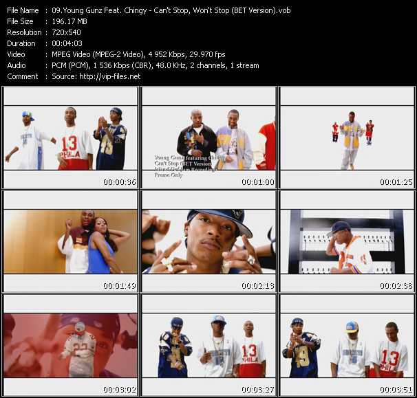 Young Gunz Feat. Chingy video ”Can't Stop, Won't Stop (BET Version)” from dvd ”Promo Only Urban Video December 2003” 