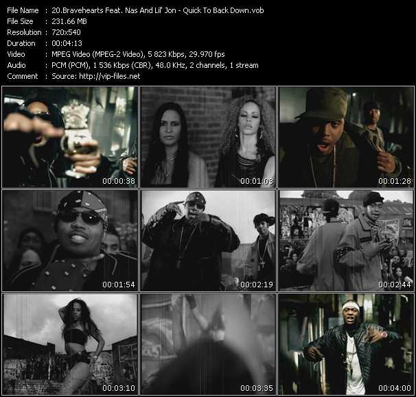 Bravehearts Feat. Nas And Lil' Jon video ”Quick To Back Down” from dvd ”Promo Only Urban Video December 2003” 