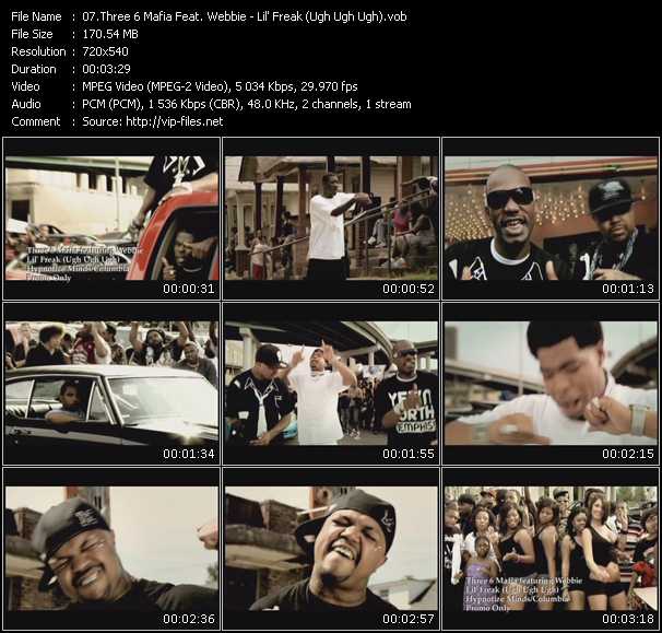 Three 6 Mafia Feat. Webbie video ”Lil' Freak (Ugh Ugh Ugh)” from dvd ”Promo Only Urban Video December 2009” 