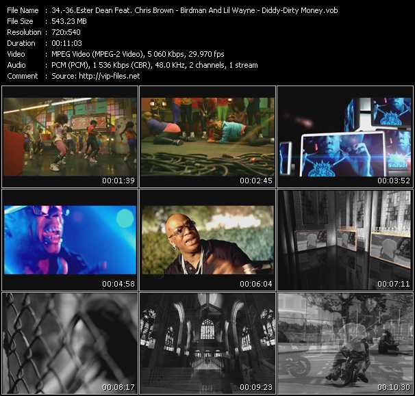 Ester Dean Feat. Chris Brown - Birdman And Lil Wayne - Diddy-Dirty Money video ”Drop It Low - Always Strapped - Angels” from dvd ”Promo Only Urban Video December 2009” 