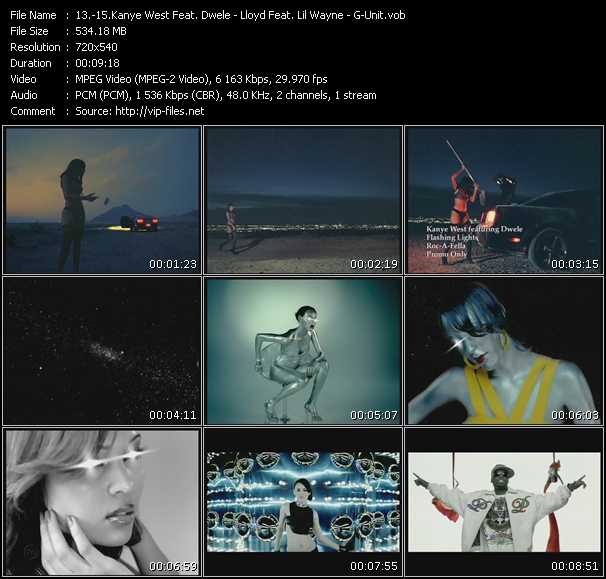 Kanye West Feat. Dwele - Lloyd Feat. Lil Wayne - G-Unit video ”Flashing Lights - Girls Around The World - I Like The Way She Do It” from dvd ”Promo Only Urban Mix Video Vol.7” 