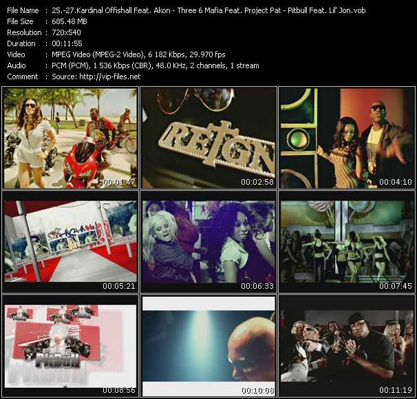 Kardinal Offishall Feat. Akon - Three 6 Mafia Feat. Project Pat, Young D And Superpower - Pitbull Feat. Lil' Jon video ”Dangerous - Lolli Lolli (Pop That Body) - The Anthem” from dvd ”Promo Only Urban Mix Video Vol.7” 