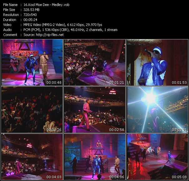 Kool Moe Dee video ”Medley (Body Rock-Yes We Can-Feel The Heartbeat-Go See The Doctor-Wild Wild West-I Go To Work-They Want Money-How Ya Like Me Now)” from dvd ”Rapmania. Old Skool Hip Hop Greatest” 