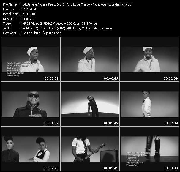 Janelle Monae Feat. B.o.B. And Lupe Fiasco video ”Tightrope (Wondamix)” from dvd ”Promo Only Express Video August 2010 Week 1” 
