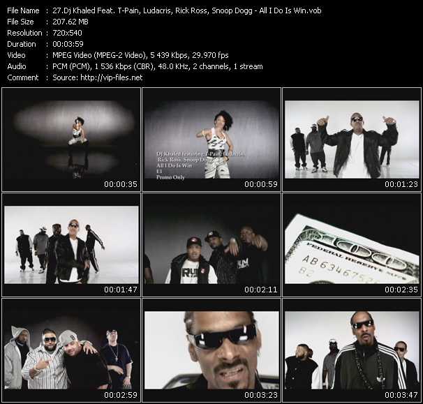 Dj Khaled Feat. T-Pain, Ludacris, Rick Ross, Snoop Dogg video ”All I Do Is Win” from dvd ”Promo Only Hot Video May 2010” 