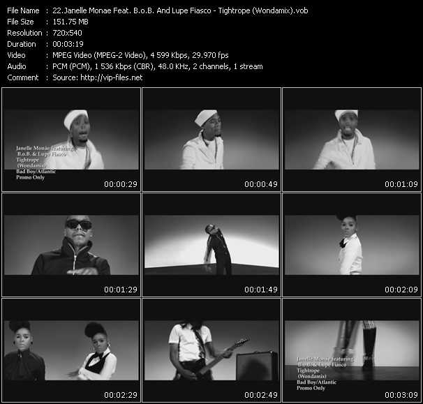 Janelle Monae Feat. B.o.B. And Lupe Fiasco video ”Tightrope (Wondamix)” from dvd ”Promo Only Urban Video September 2010” 