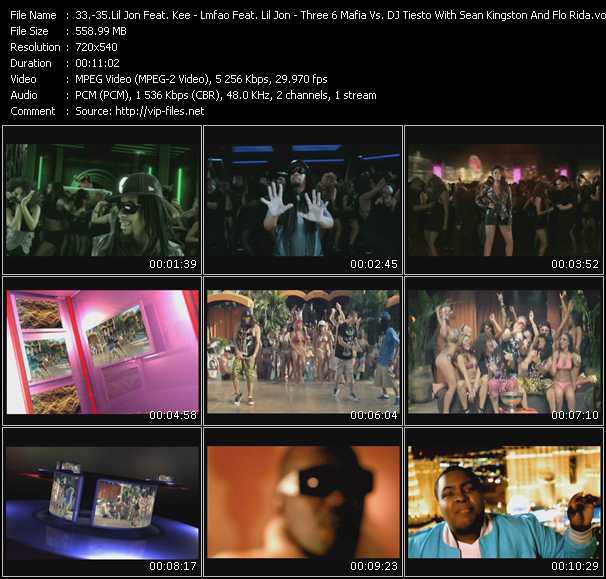 Lil Jon Feat. Kee - Lmfao Feat. Lil Jon - Three 6 Mafia Vs. DJ Tiesto With Sean Kingston And Flo Rida video ”Give It All U Got - Shots - Feel It” from dvd ”Promo Only Urban Video April 2010” 