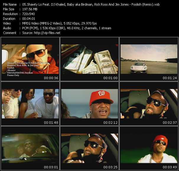 Shawty Lo Feat. DJ Khaled, Baby aka Birdman, Rick Ross And Jim Jones video ”Foolish (Remix)” from dvd ”Promo Only Urban Video September 2008” 