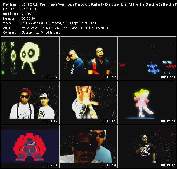 N.E.R.D. Feat. Kanye West, Lupe Fiasco And Pusha T video ”Everyone Nose (All The Girls Standing In The Line For The Bathroom) (Remix)” from dvd ”Rock America Urban September 2008” 